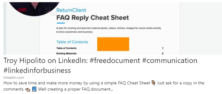 Troy Hipolito LinkedIn How to Save Time and Make More Money FAQ Cheat Sheet